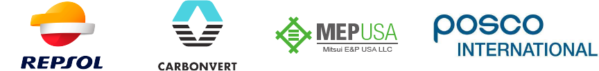 Logos for Repsol, Carbonvert, MEPUSA, and POSCO International